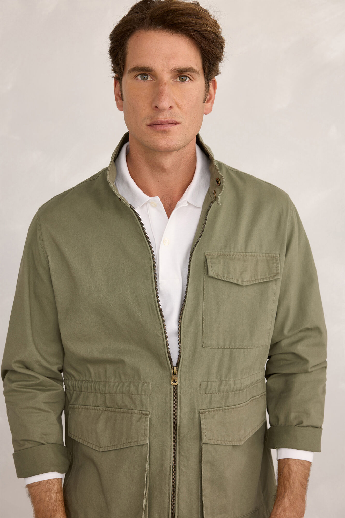 Milano Bolsillos de la chamarra Kaki Oscuro