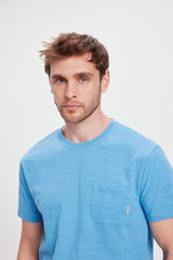 Milano Camiseta básica con Bolsillo Azul