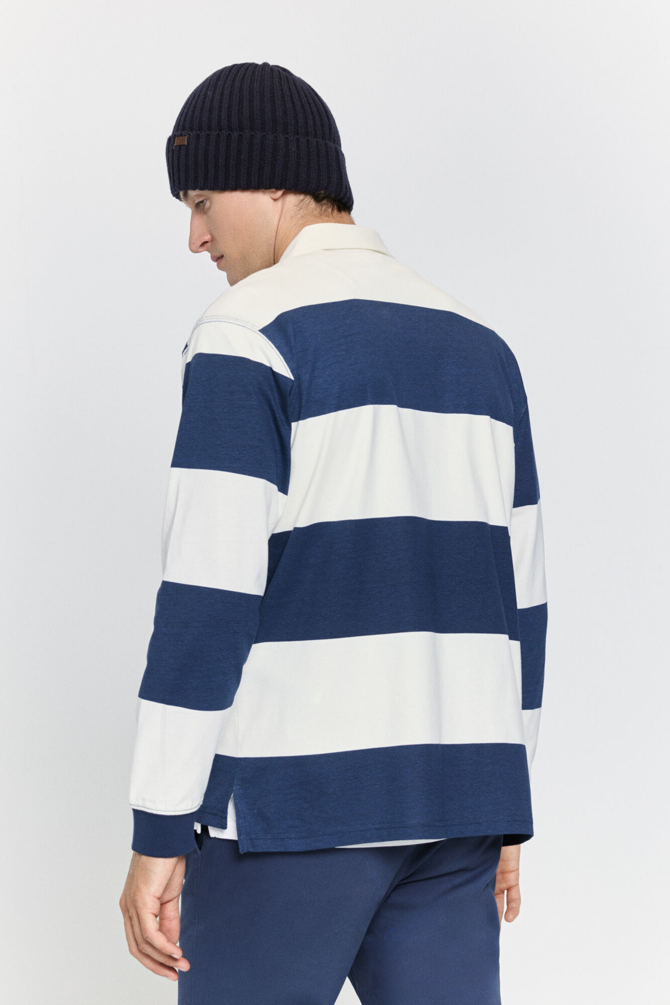 Milano Polo estilo rugby a rayas Navy