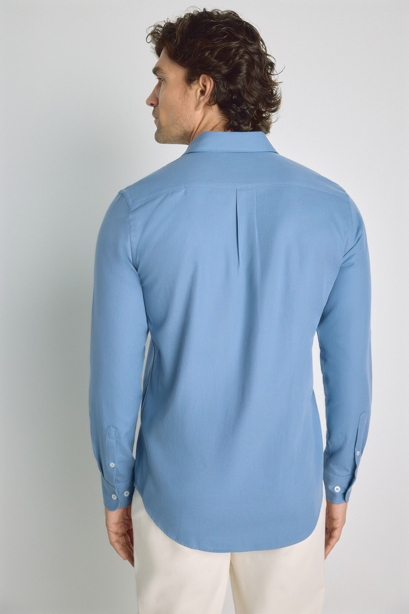 Milano Camisa lisa de manga larga Azul Claro