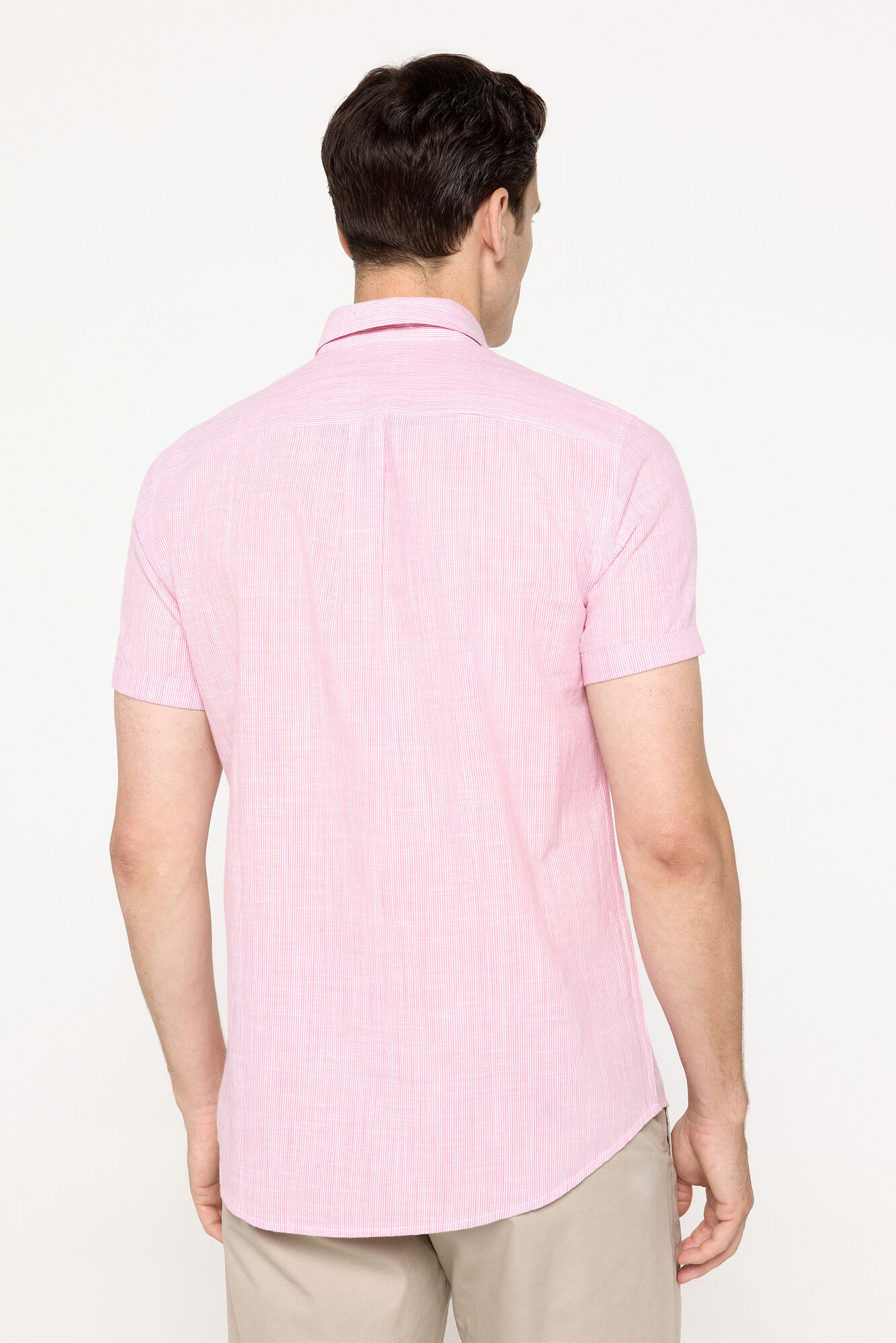 Milano Camisa sport a rayas de manga corta Rojo