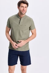 Milano Polo Mao Oxford Kaki Oscuro