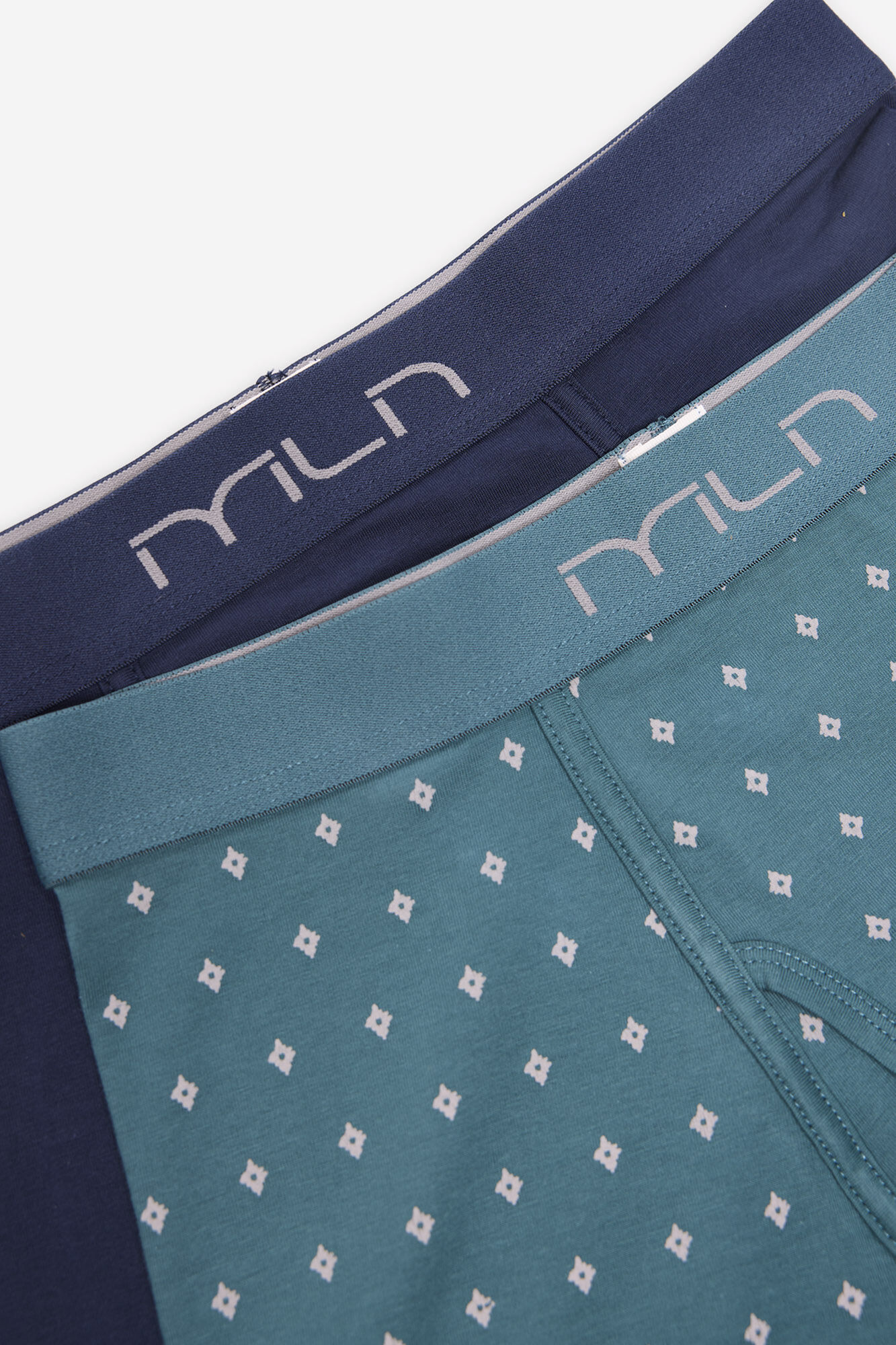 Milano Pack boxer liso y estampado geom&eacute;trico Azul turquesa