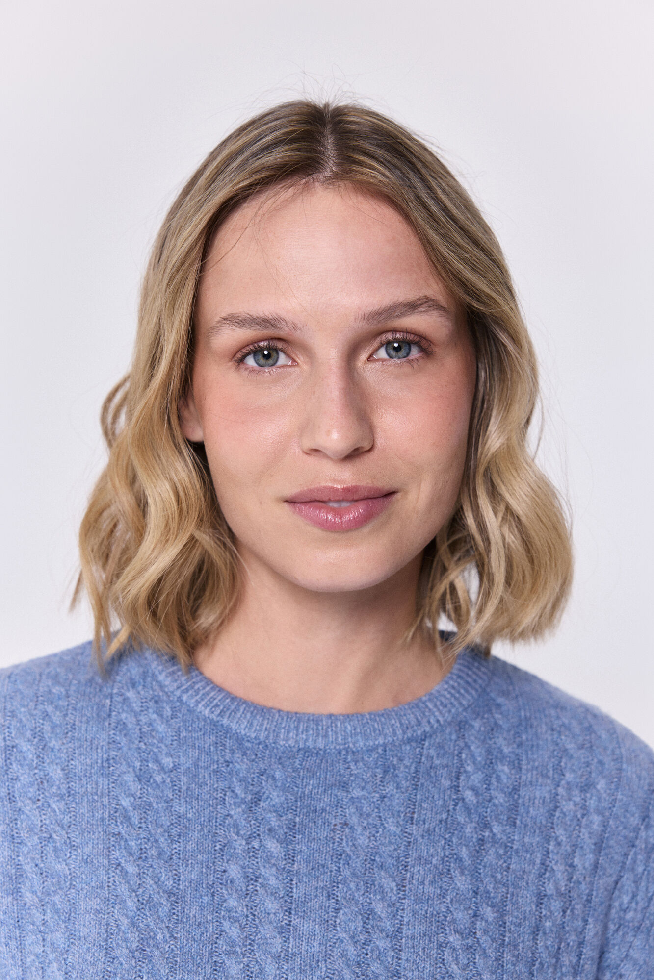 Milano Jersey de cuello redondo ajustado trenzado estructurado Azul