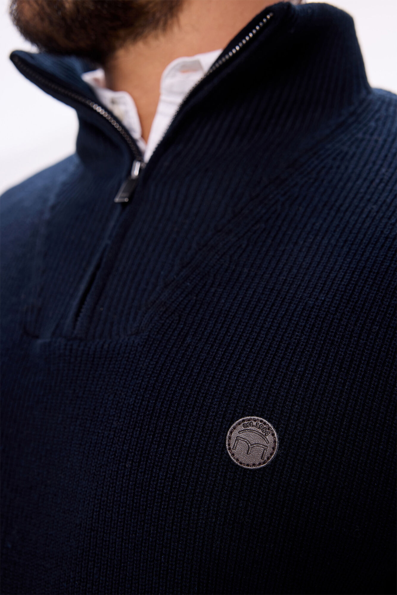 Milano Jersey media cremallera de algod&oacute;n Navy