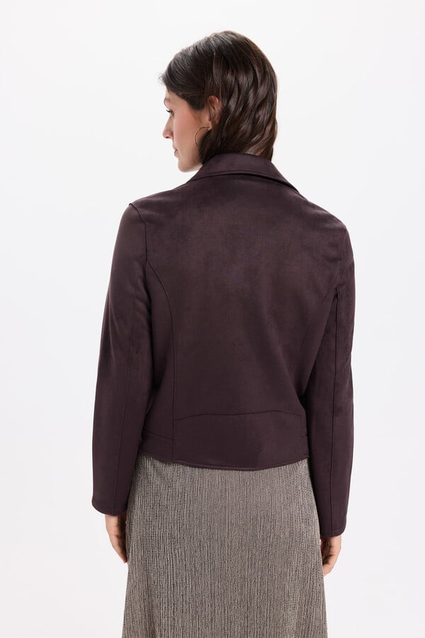 Milano Chamarra motera con efecto ante marrón Marrón Oscuro