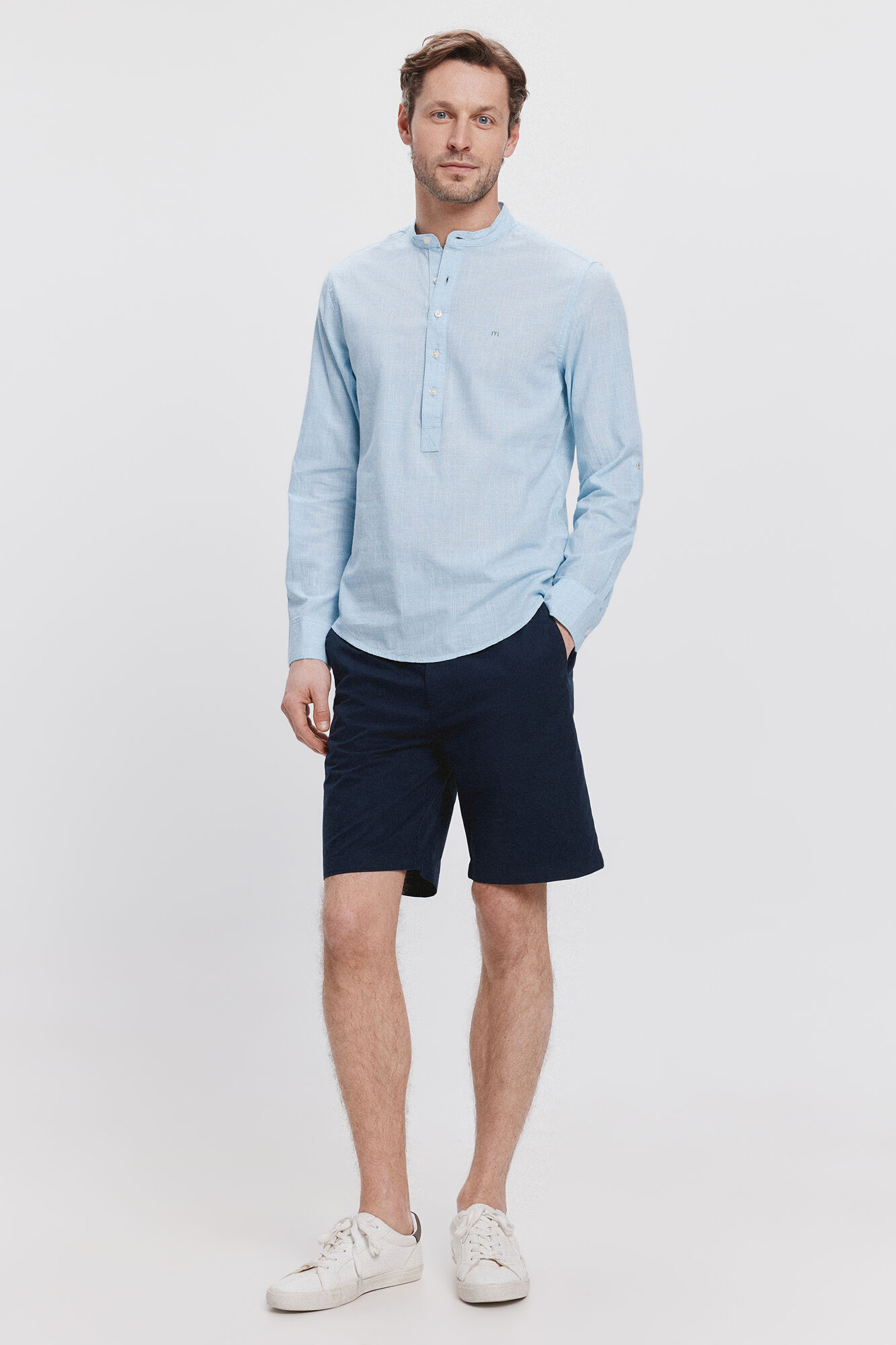 Milano Camisa Mao Polera Azul