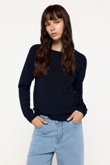 Fifty Outlet Suéter de tejido de viscosa cuello barco Navy