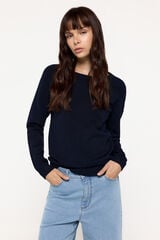 Fifty Outlet Suéter de tejido de viscosa cuello barco Navy
