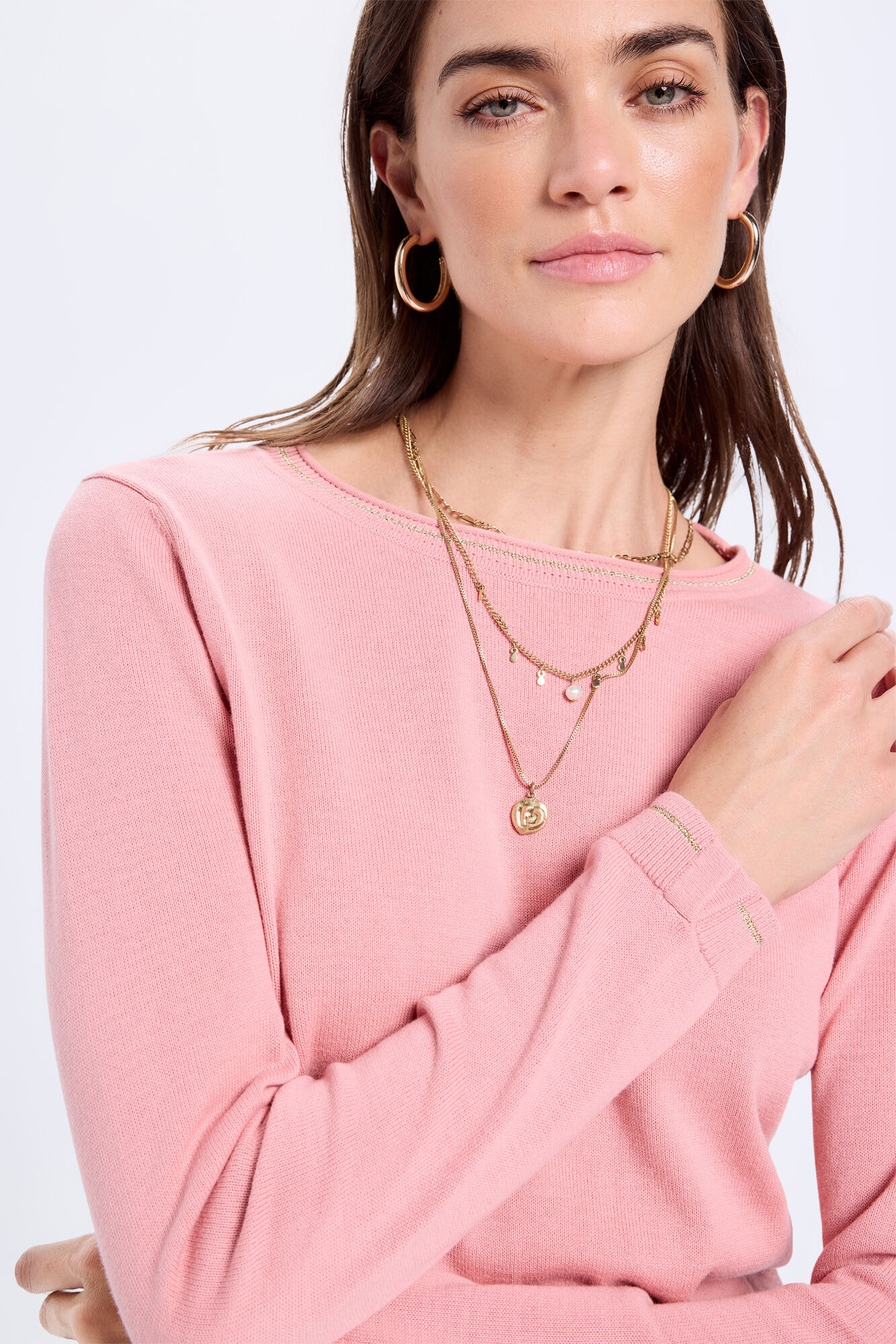 Milano Jersey de algod&oacute;n con detalle de lurex Rosa