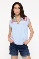 Fifty Outlet Playera cuello mao bordada Azul