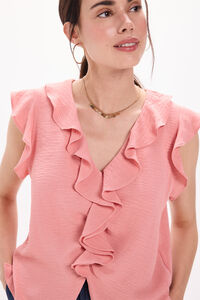 Fifty Outlet Blusa fluida con volantes Rosa