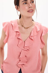 Fifty Outlet Blusa fluida con volantes Rosa