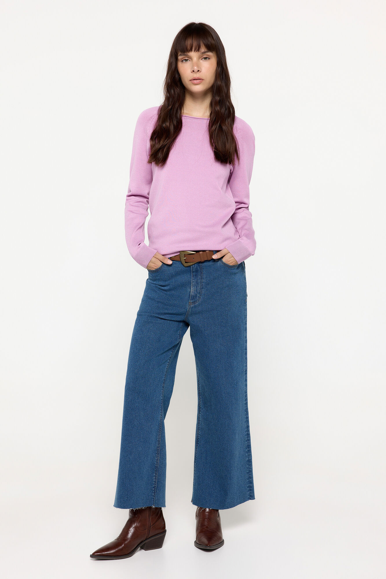 Milano Jersey de punto de viscosa cuello barco