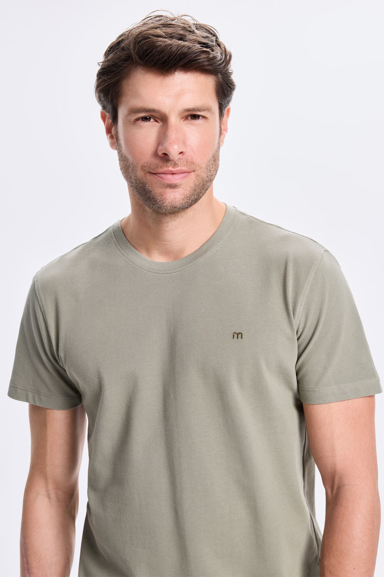 Milano Playera b&aacute;sica de piqu&eacute; Kaki Oscuro