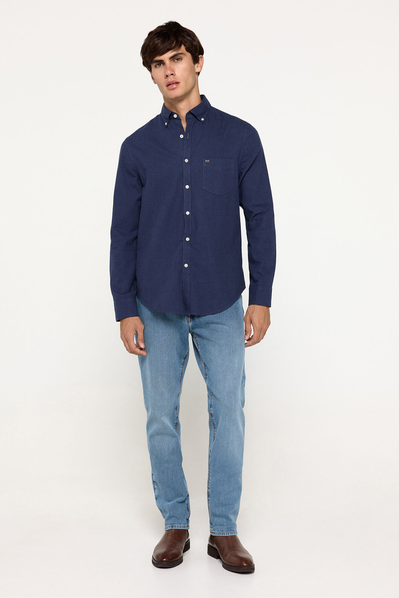 Milano Camisa Twill Lisa Azul