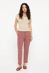 Fifty Outlet Pantalón fluido estampado con cintura elástica Rojo