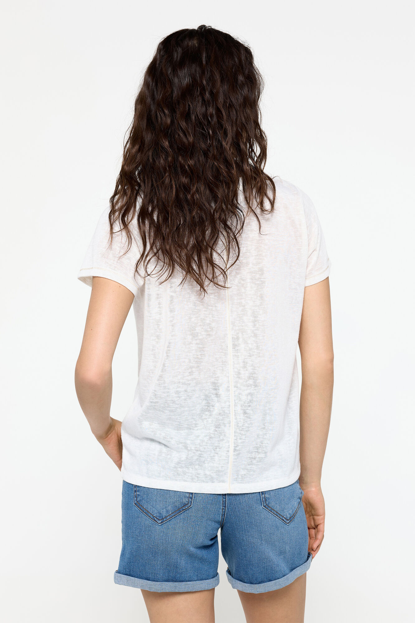 Milano Playera manga corta efecto lino Marfil