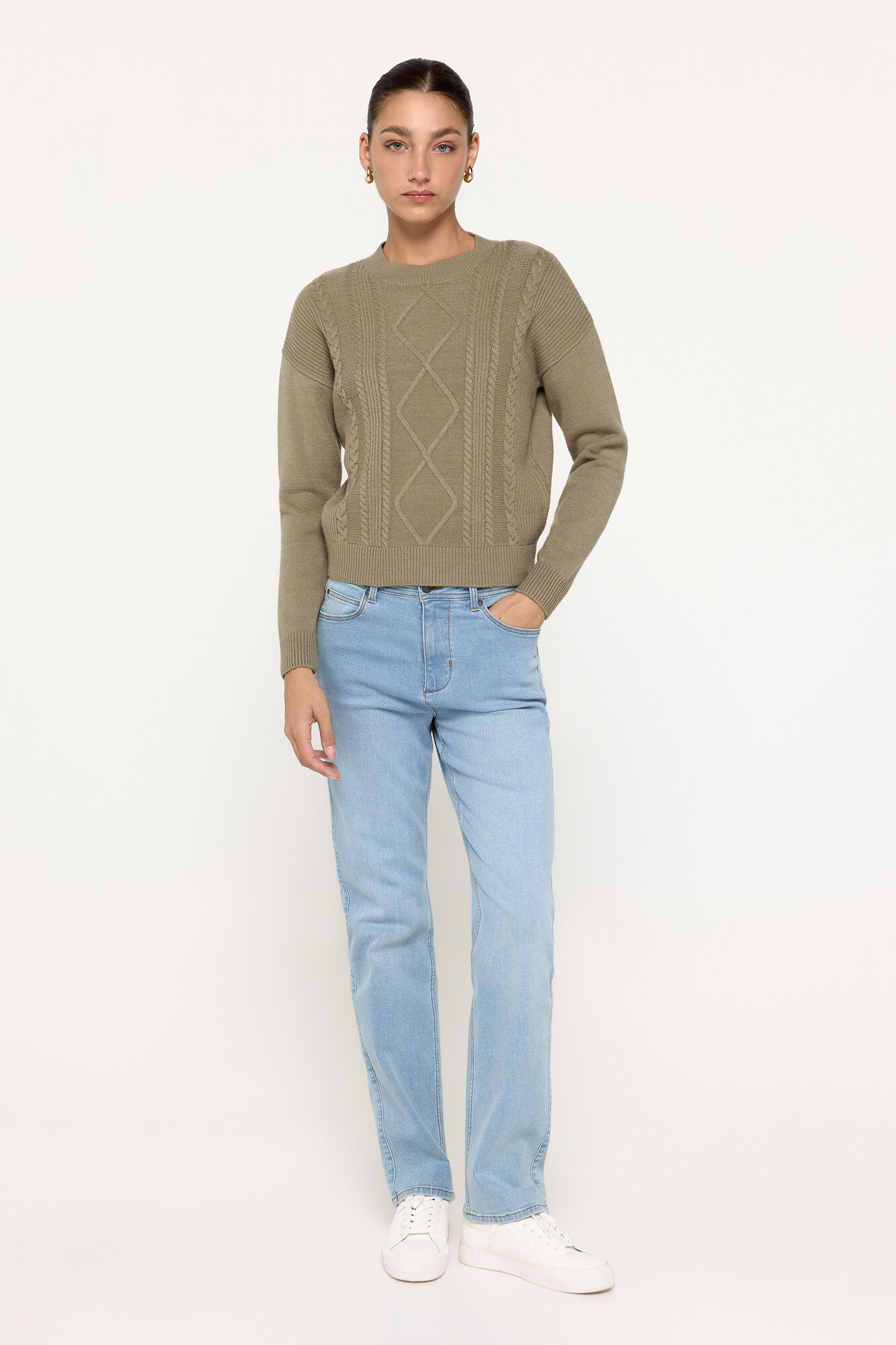 Milano Jersey con estructura de cables Kaki Oscuro