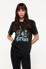Fifty Outlet Playera estampada efecto lavado. Negro