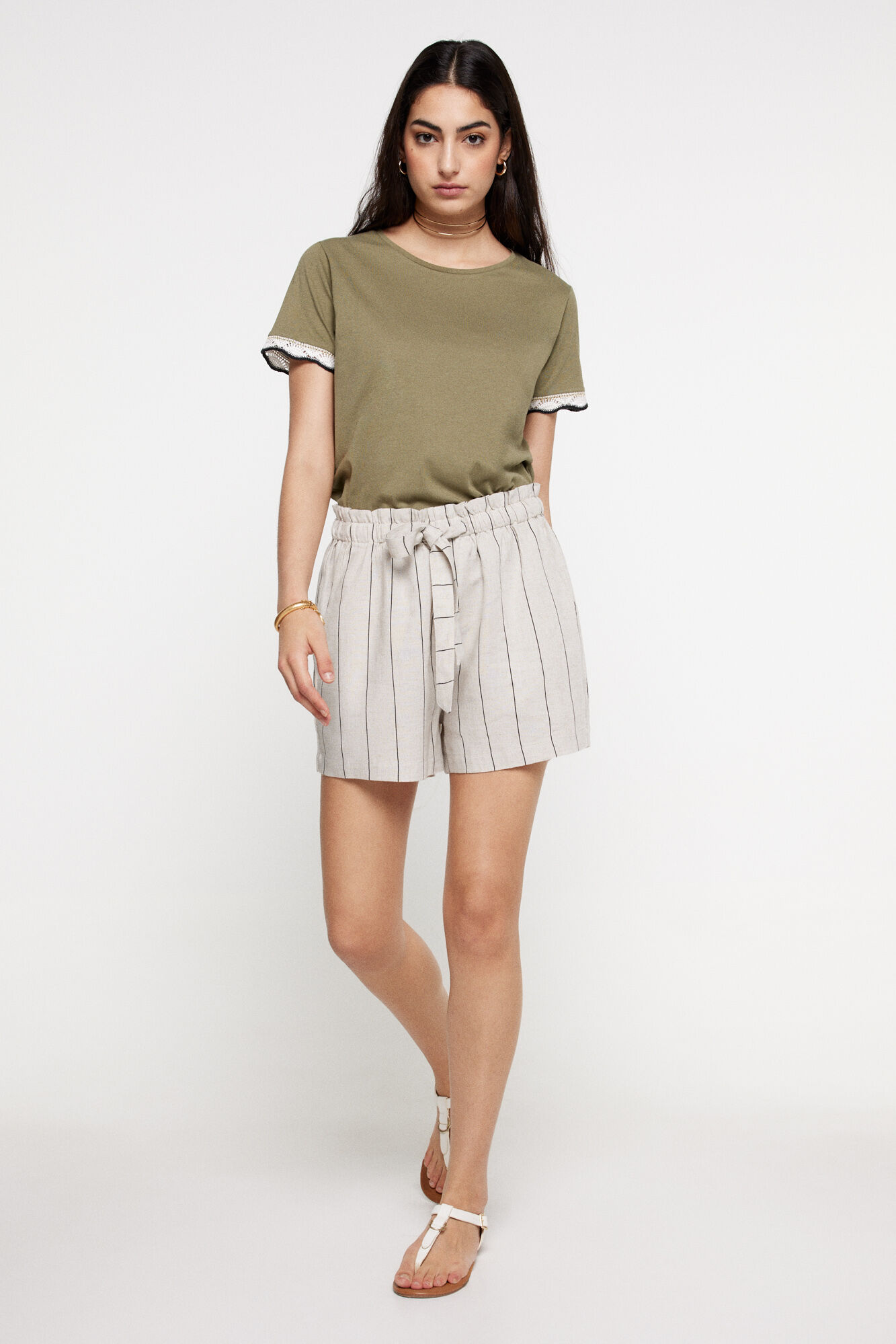 Milano Playera fornitura crochet manga Kaki Oscuro