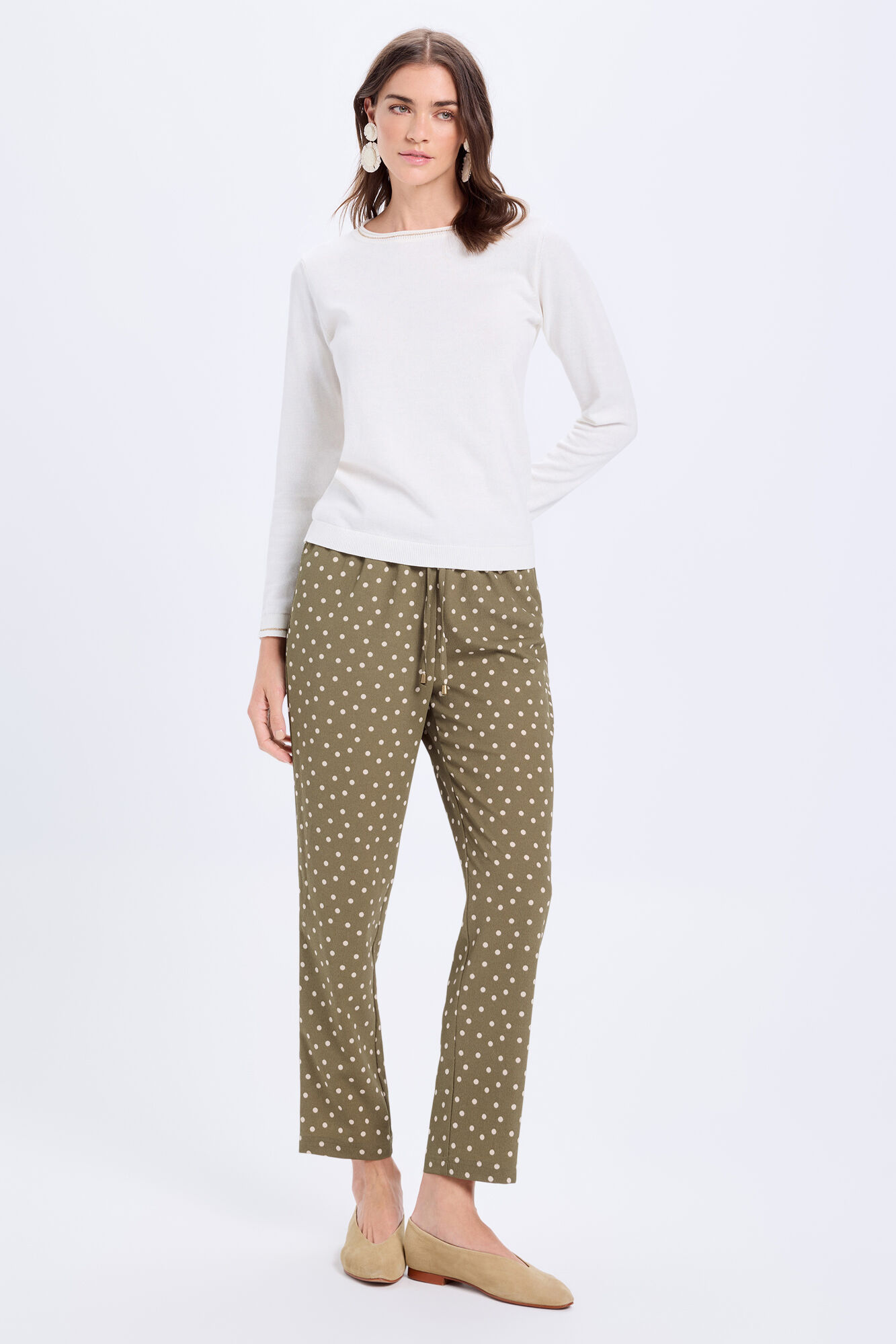 Milano Jersey de algod&oacute;n con detalle de lurex Blanco