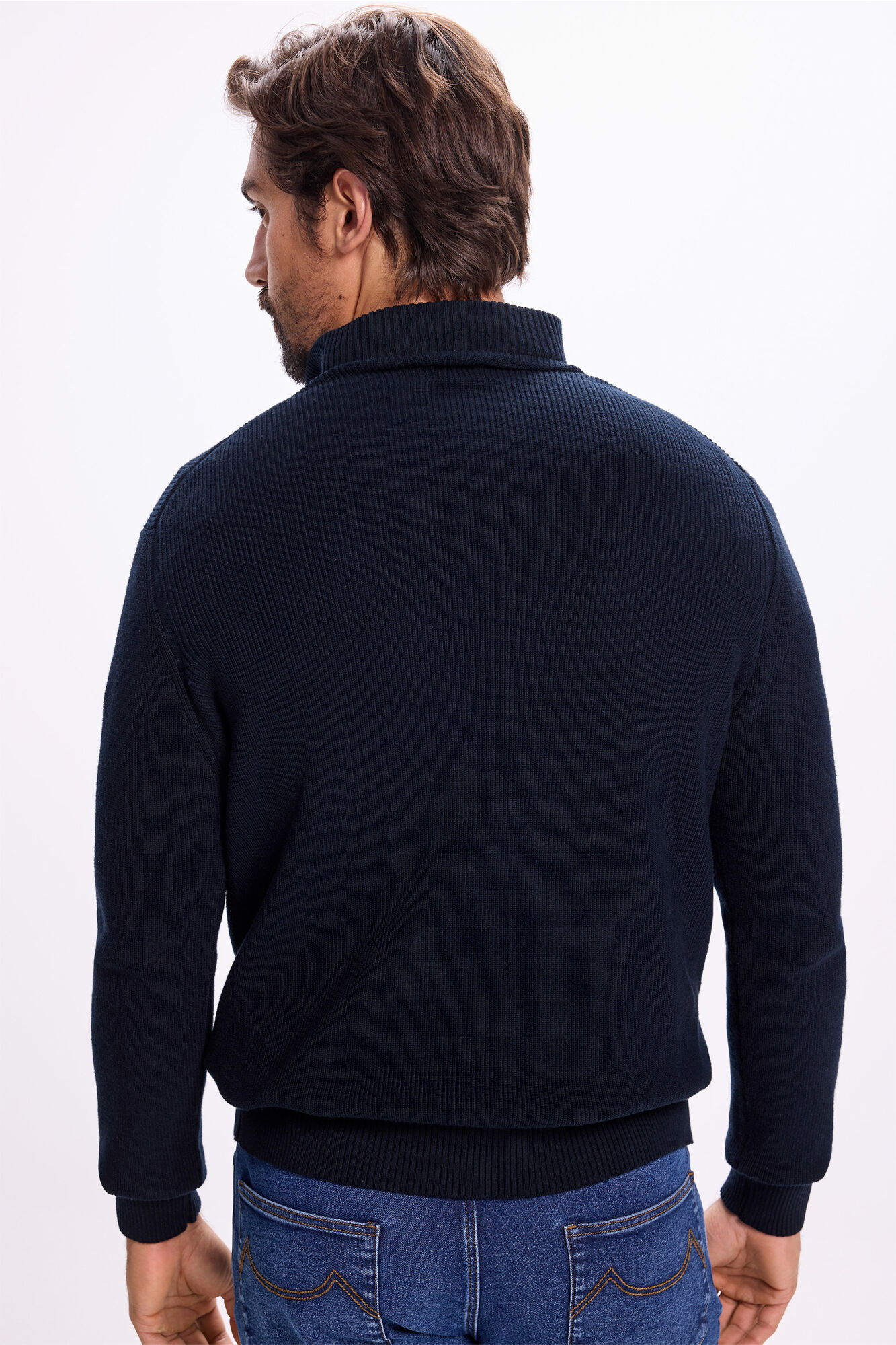 Milano Jersey media cremallera de algod&oacute;n Navy