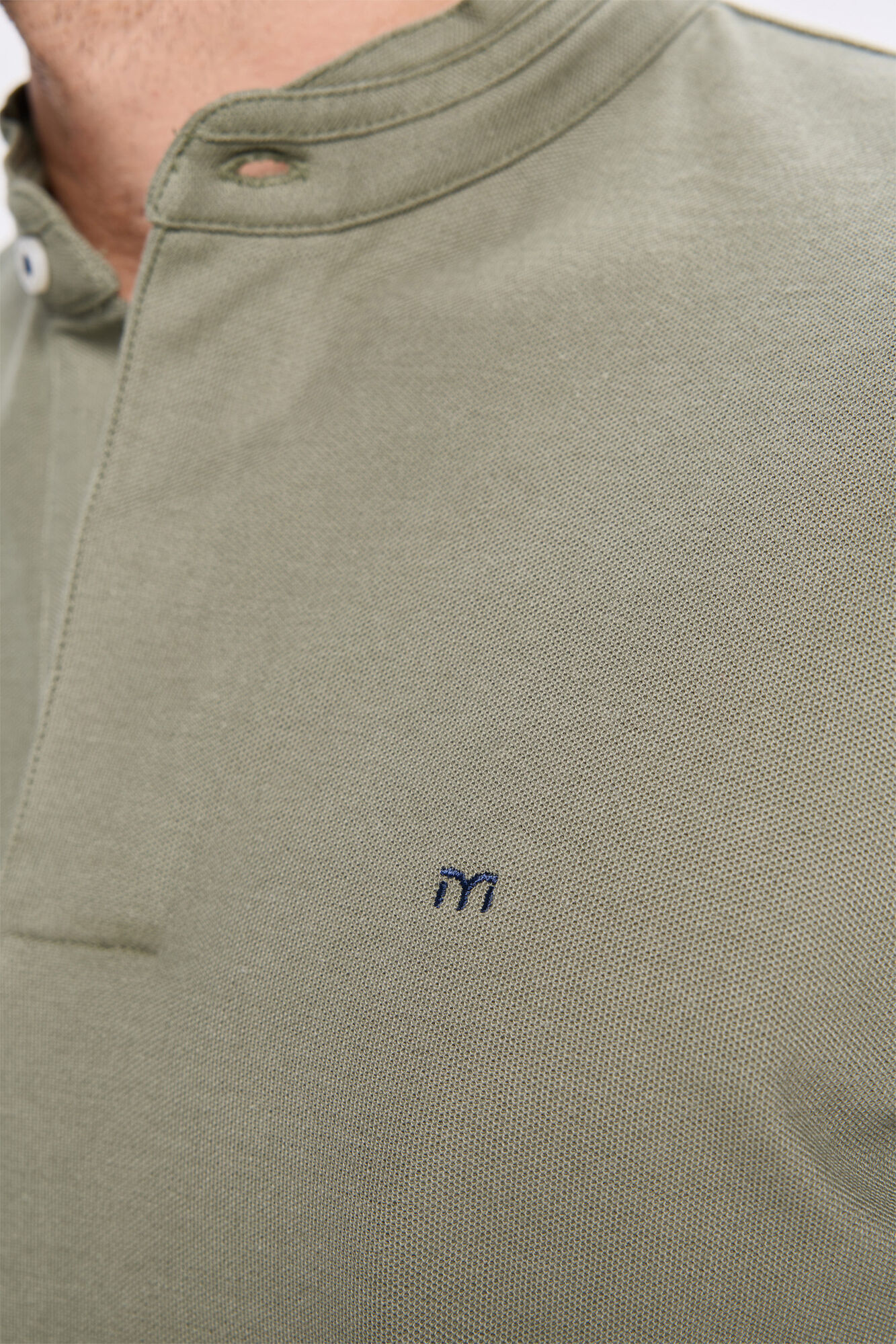 Milano Polo Mao Oxford Kaki Oscuro