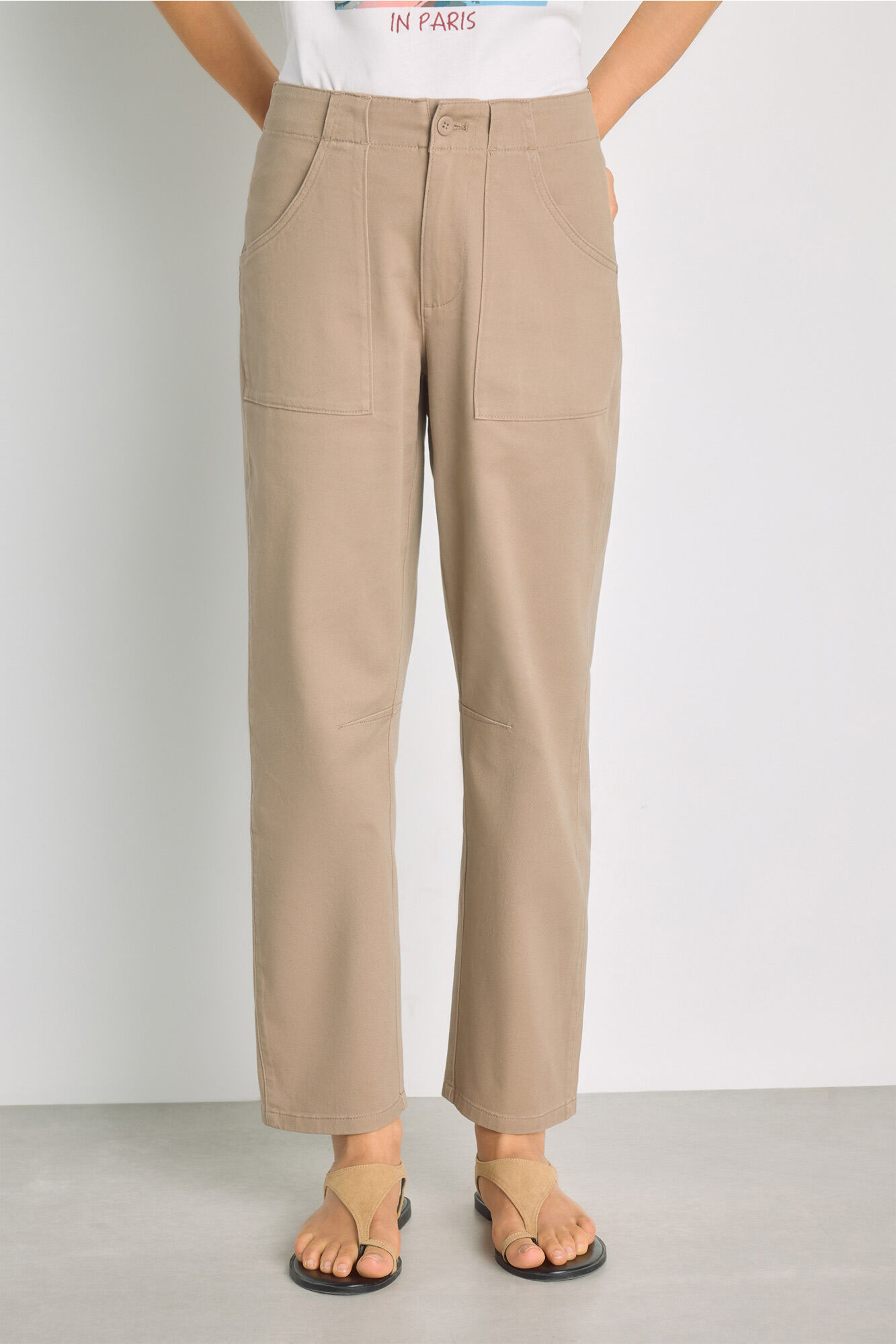 Milano Pantal&oacute;n color con bolsillos de parche Tostado