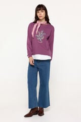 Fifty Outlet Sudadera estampada dobladillo con faldón Morado/Lila