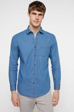 Fifty Outlet Camisa Denim lisa indigo blue