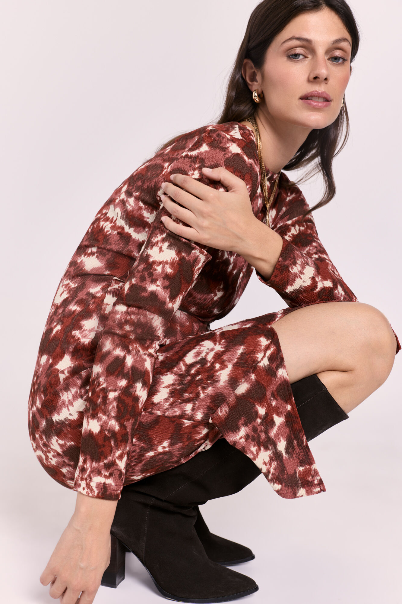 Milano Vestido drapeado estampado