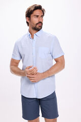 Fifty Outlet Camisa Slub Lisa Azul Claro