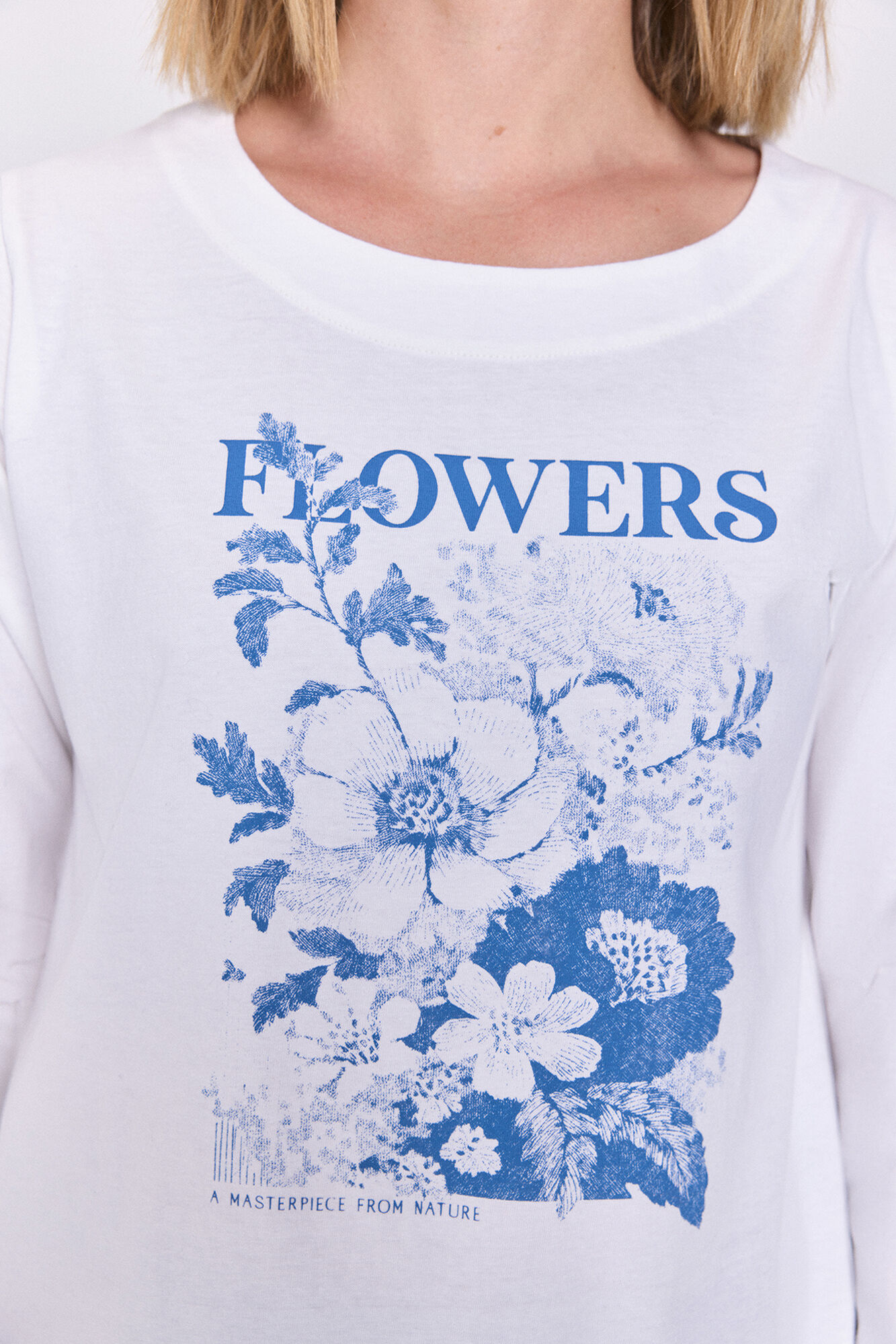 Milano Playera de algod&oacute;n con mangas francesas Marfil