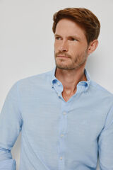 Milano Camisa lisa de manga larga Azul Claro