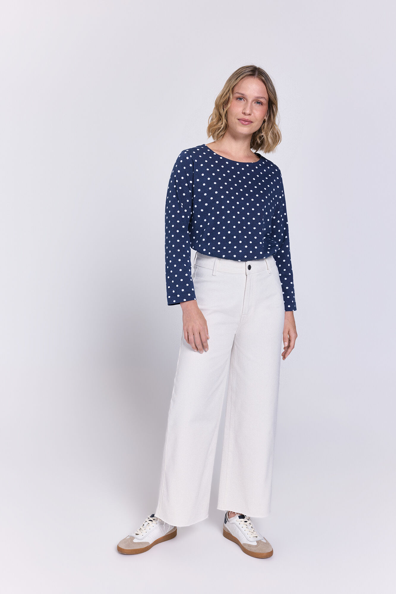 Milano Playera de algod&oacute;n con mangas francesas Azul