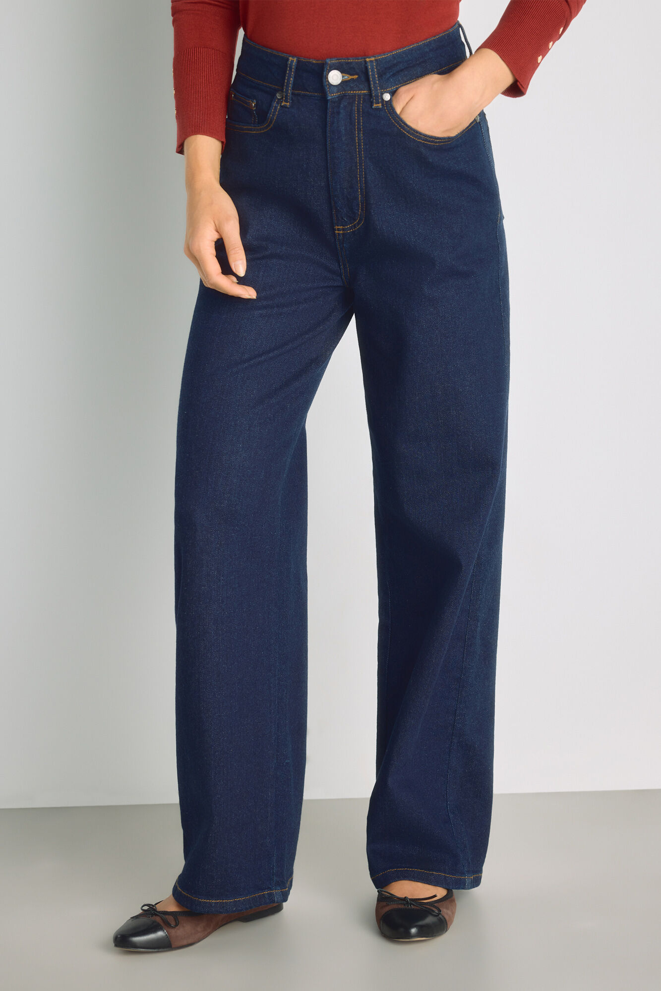 Milano Pantal&oacute;n de mezclilla ancho Navy