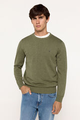 Fifty Outlet Suéter básico cuello redondo ajustado Verde