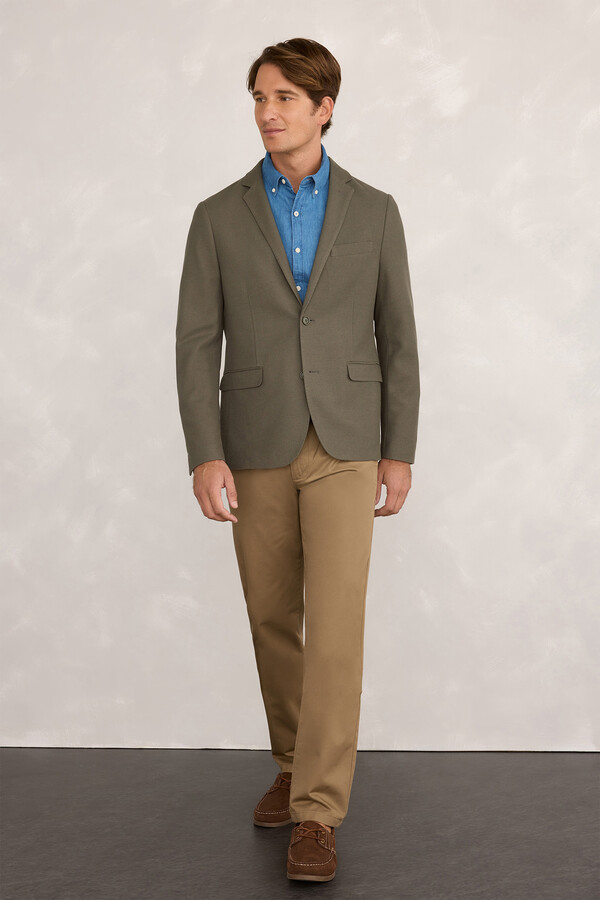 Milano Blazer de punto entallada Kaki