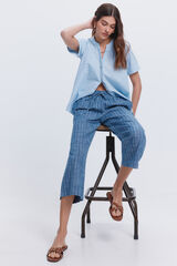 Fifty Outlet Pantalón tobillero lino Azul