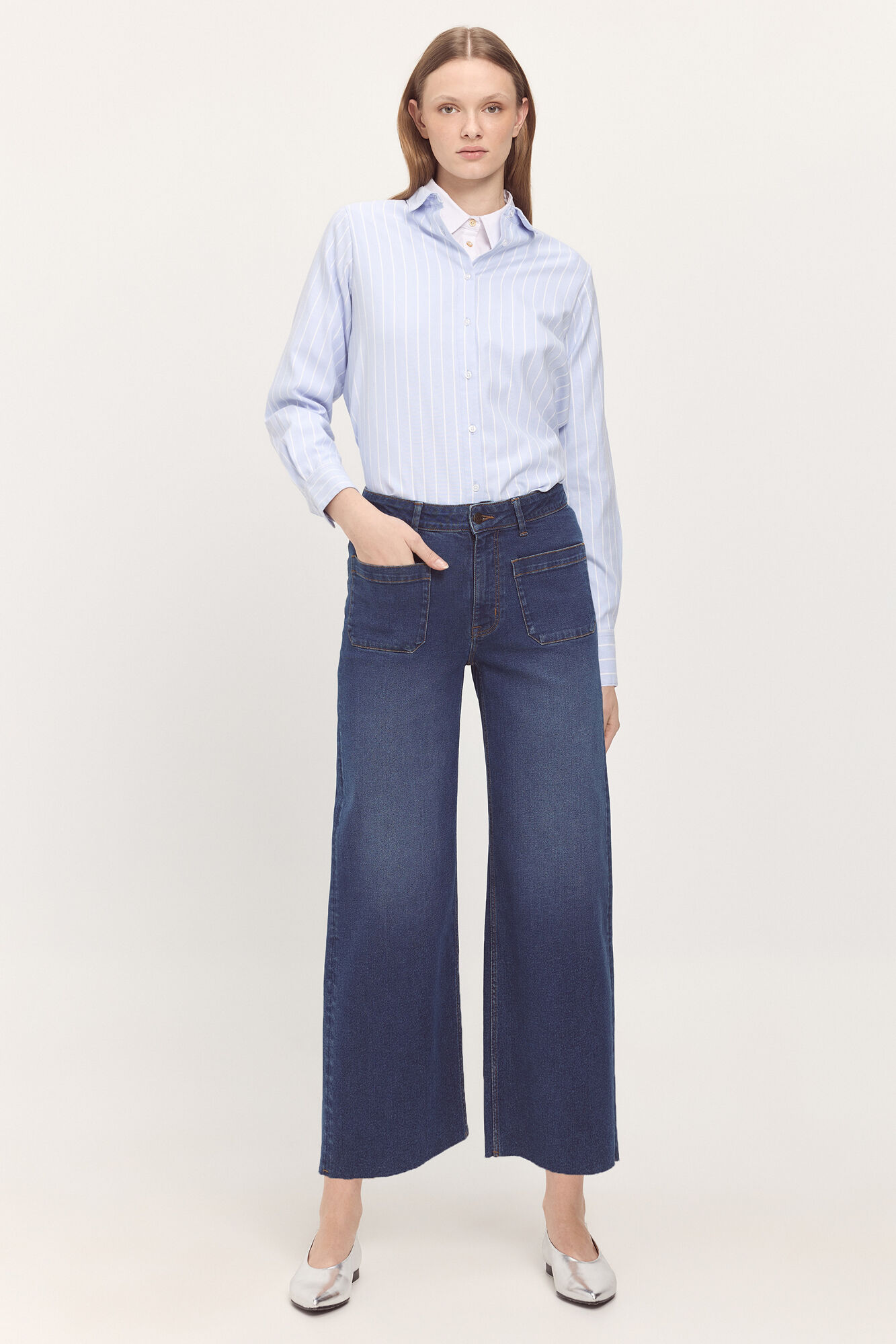 Milano Camisa b&aacute;sica popel&iacute;n. Azul