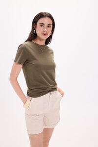 Fifty Outlet Playera elástica de manga corta de soft touch Kaki Oscuro