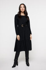 Fifty Outlet Vestido Midi Bordado Negro