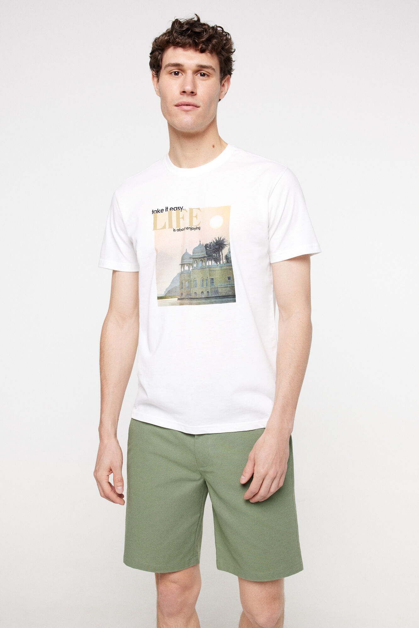 Milano Bermuda Aspecto Lino. Kaki Oscuro