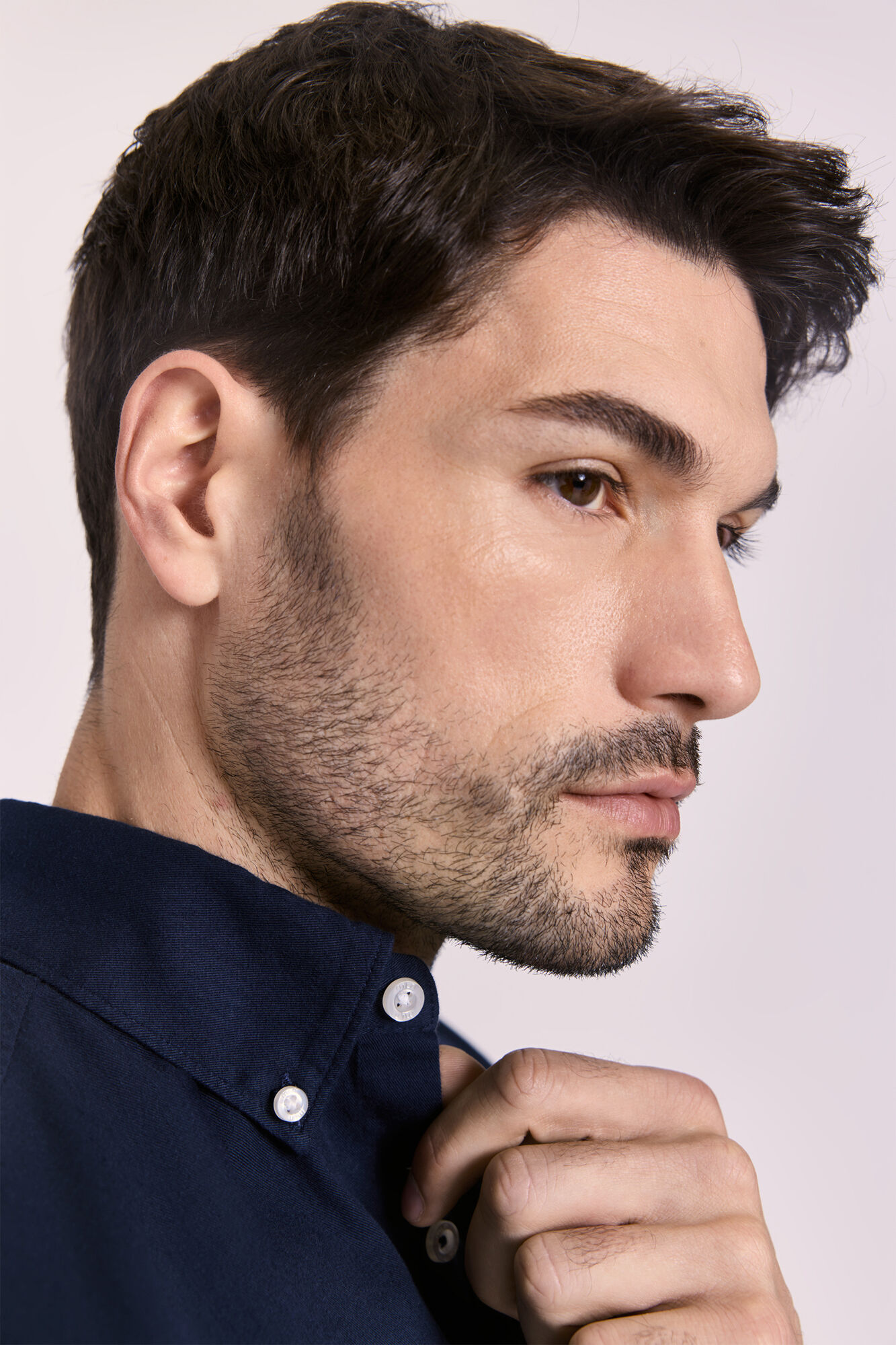 Milano Camisa lisa manga larga Navy