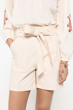 Fifty Outlet Bermudas estilo paperbag con cinturón Beige
