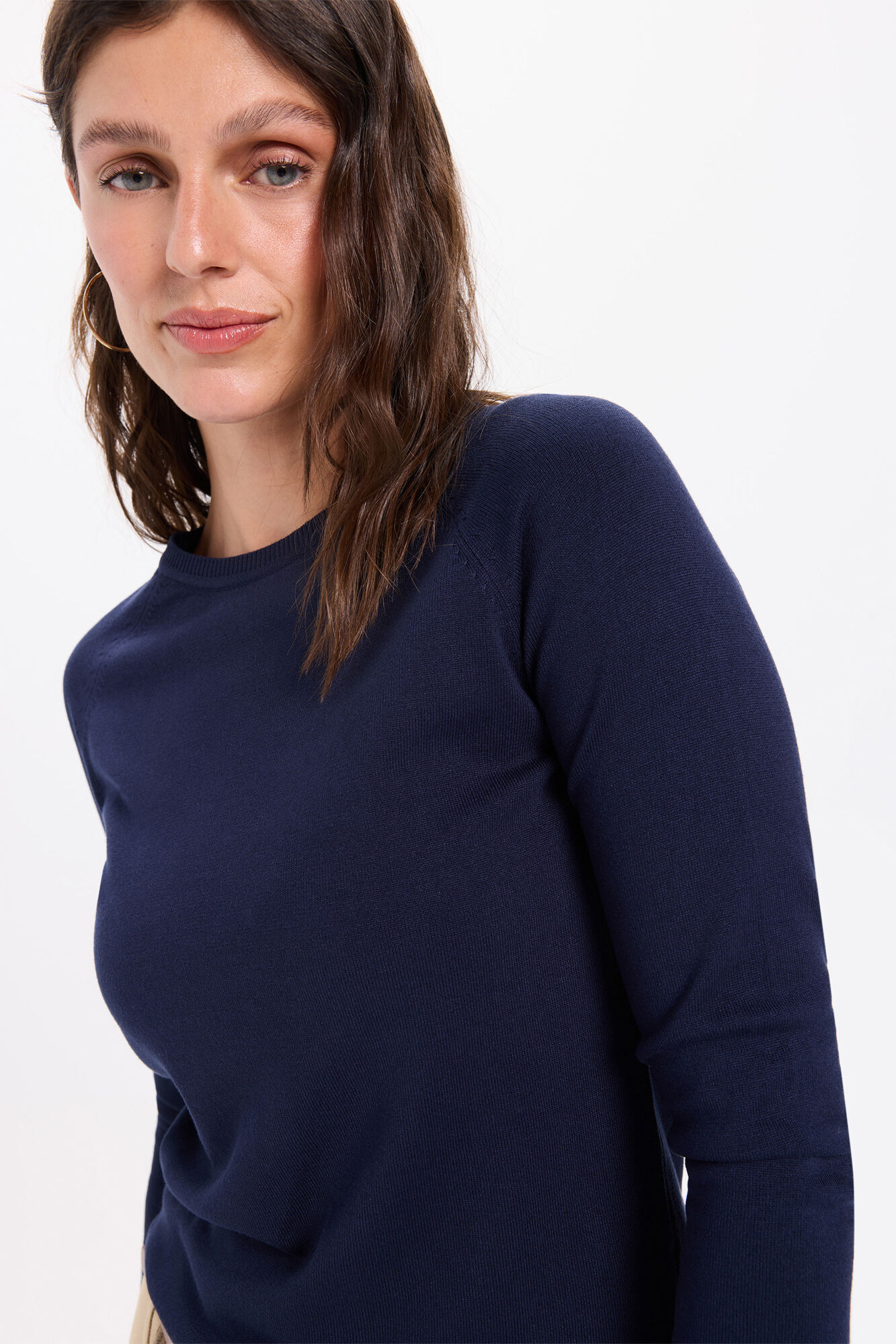 Milano Jersey liso b&aacute;sico de tejido Navy