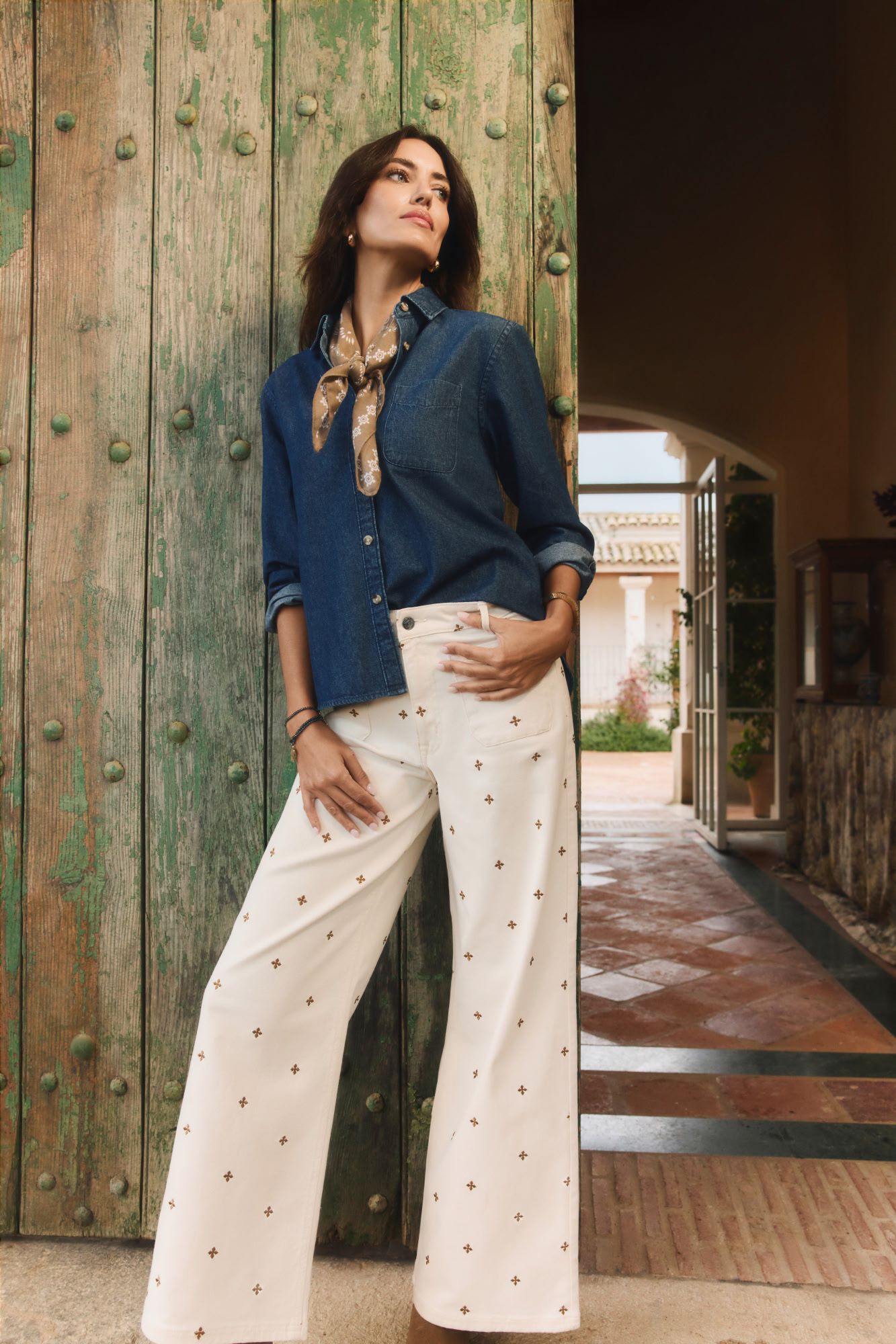 Milano Pantal&oacute;n ancho con bordado