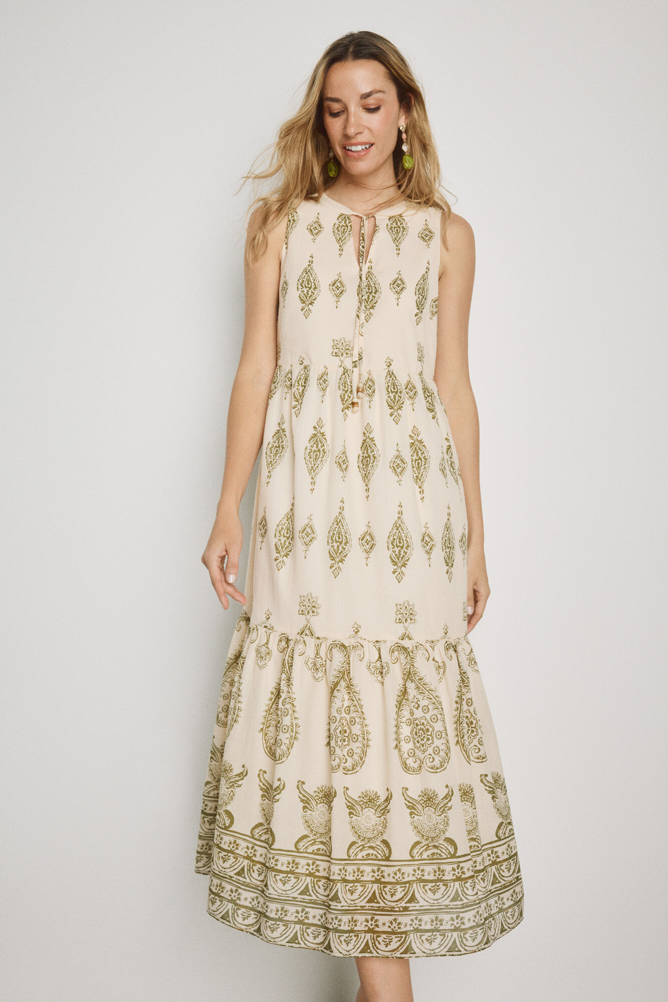 Milano Vestido estampado escote pico Verde