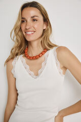 Milano Top escote pico Beige